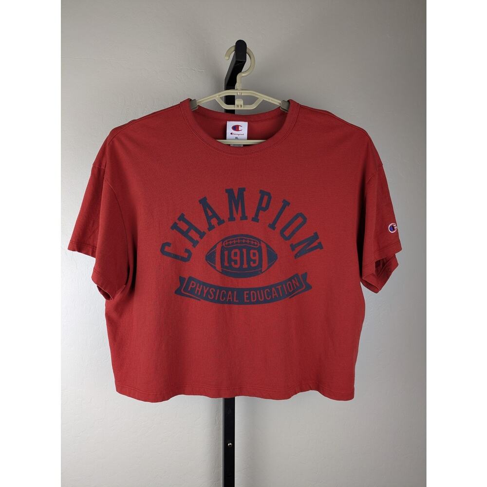 Champion XL red Physical Education 1919 Football Graphic Cropped T Shirt